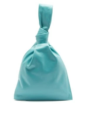 (SIN IMPUESTO ADUANERO) BOTTEGA VENETA Twist petirrojo huevo cuero azul anudado bolso de mano Foto 1 de 4