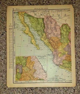 Vintage Map MEXICO b/w BRITISH COLUMBIA CANADA 1896 Atlas of the World page - Picture 1 of 2