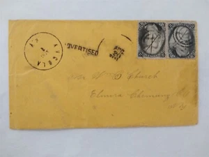 Nueva York: Angola 1860s #73 (2 - 1 al revés) Cubierta, ANUNCIADA en Elmira, NY - Imagen 1 de 2