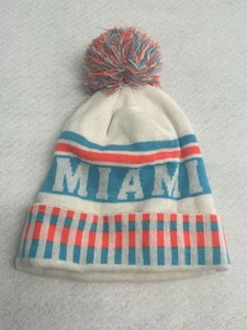 Miami Skull Cap Striped Cuff Pom Beanie Wintermütze Blau Orange Weiß OSFM - Bild 1 von 4