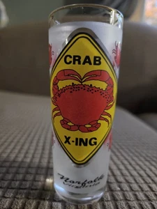2 flüssige Unzen Krabbe X-ing Norfolk Virginia mattiertes Shooter Glas dicker Boden rot gelb - Bild 1 von 11