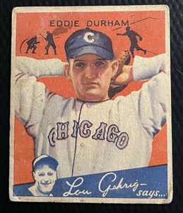 Original 1934 Goudey Eddie Durham Cubs #79 Lou Gehrig Says Low Grade No Creases - Picture 1 of 3