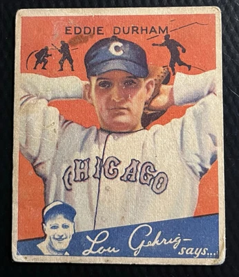 Original 1934 Goudey Eddie Durham Cubs #79 Lou Gehrig dice bajo grado sin pliegues Foto 1 de 3