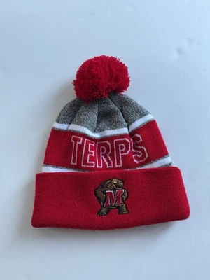 University of Maryland Beanie Terrapins Under Armor Winter Hat Cap Pom Pom Ski - Image 1 of 4
