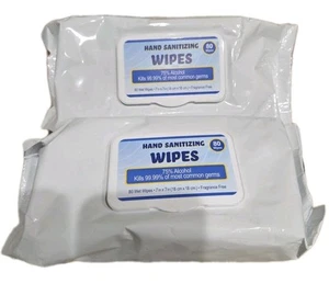 Hand Sanitizing 75% Alcohol Wipes 860003927915. 2 Packs Of 80 Each - Picture 1 of 4