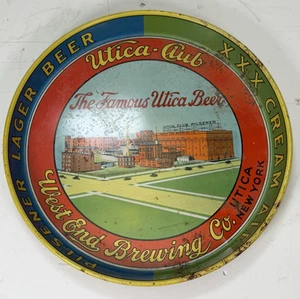 VINTAGE UTICA CLUB BIER BRAUEREI SZENE 12" METALL TABLETT WEST END BRAUEREI UTICA NY - Bild 1 von 5