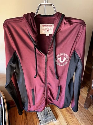 Chaqueta con Capucha True Religion Borgoña/Negro Cremallera Forrada de Vellón Ligero Para Mujer Talla M Foto 1 de 4