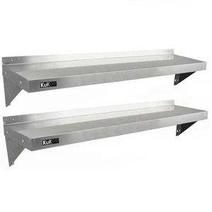 2 x Ripiani in Acciaio Inox Cucina Commerciale Mensole Muro e Staffe 140 x 30 cm - Photo 1/6