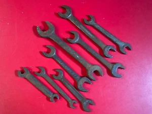 VINTAGE • Open End Wrench Lot 8pcs LS Billings Wright USMC Controlled Steel Tool - Picture 1 of 5