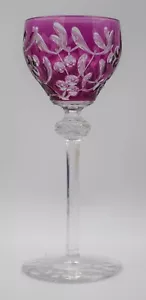 Baccarat Purple Cut to Clear Engraved Hock Wine Glass w/Berries, Mod R-65 - Picture 1 of 5