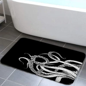 Oktopus Schwarz Badteppich Badvorleger Badematte Badmatte Duschvorlage Bad - Bild 1 von 6