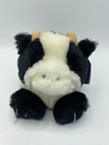 Swibco Puffkins Meadows Black White Plush Small Round Cow Stuffed Animal - Picture 1 of 11