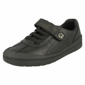 Boys Clarks 'Rock Pass' T & K Black Leather School Shoes - Picture 1 of 18
