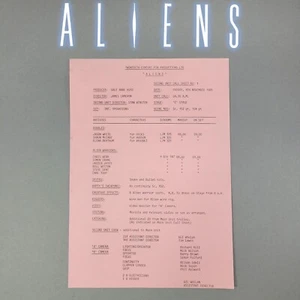 Aliens (1986) - Production Used Call Sheet 1, STAN WINSTON 2nd Unit F/X w/Aliens - Picture 1 of 9