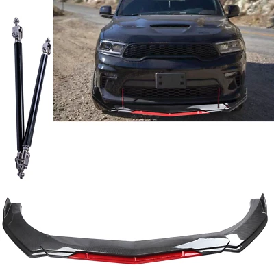 Front Bumper Red Lip Splitter Spoiler Rods Carbon Fiber For Dodge Durango O Foto 1 de 4