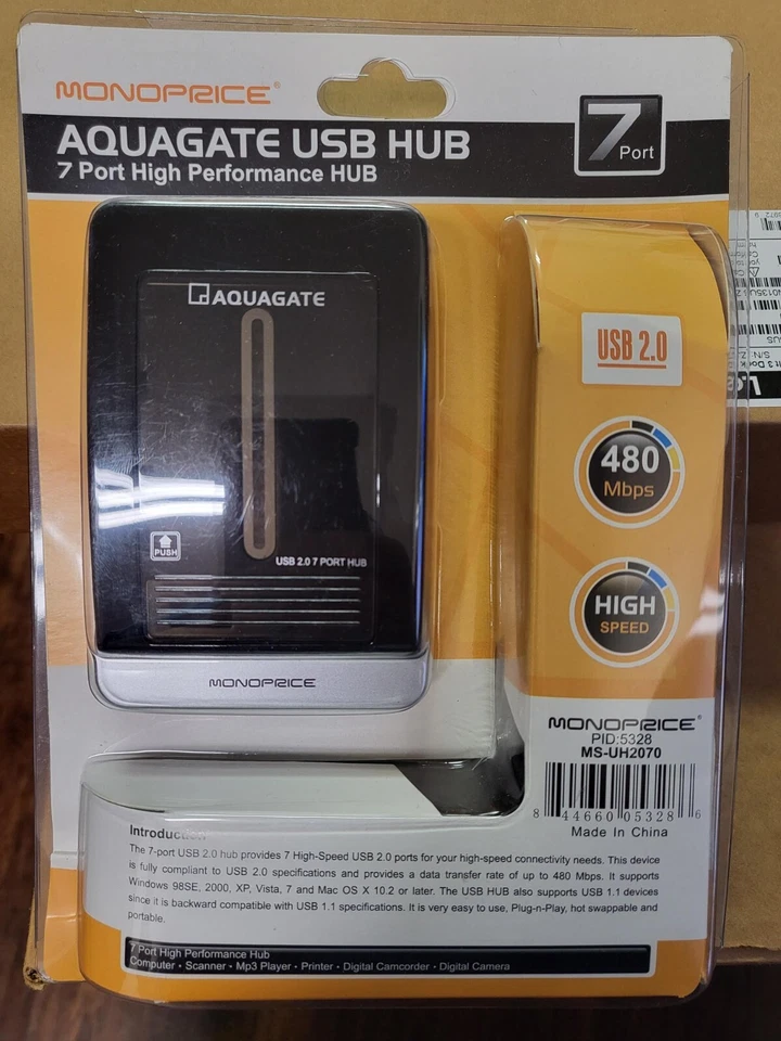 Monoprice Aquagate USB Hub 7 Port MS-UH2070 - NEW - Image 1 of 1