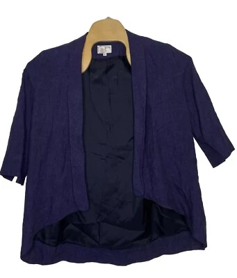 Chaqueta Blazer Alberto Makali Mujer Lino Manga 3/4 Abierta Azul Marino Negra Grande Foto 1 de 4