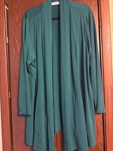 Susan Graver 3x  Beautiful Teal Stretch Open Front Cardigan Bust 28 L 34 - Picture 1 of 3