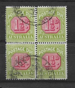 AUSTRALIA, KGV, 1922 FRANQUEO DEBIDO, 1 1/2d SG D93, BUEN USADO, BLOQUE 4 CAT 36GBP - Imagen 1 de 1