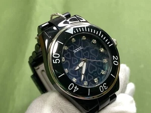 Solvil-Titus 48-0184 Blue/Shell Dial Black Plastic 3 Atm Quartz Women Wristwatch - Picture 1 of 14