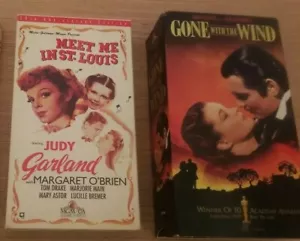 2 VHS Classics: Gone with the Wind Clark Gable, Meet Me in St Louis Judy Garland - Picture 1 of 8