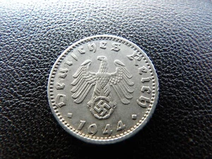Germany 1944 F swastika Aluminum Nazi Eagle 50 pfennig Reichspfenning Coin H2 - Picture 1 of 8