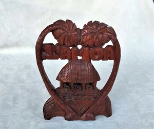 VINTAGE SAMOA VILLAGE CARVED WOOD STATUE 28CM TALL - Picture 1 of 5