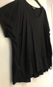 AUTOGRAPH Size 26 Black Short Sleeve Pocket Tunic Linen Blend Top - Picture 1 of 8