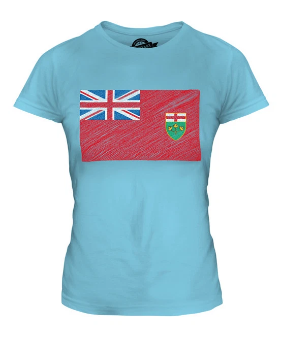 CAMISETA DE FUTBOL DE REGALO DE ONTARIO STATE SCRIBBLE FLAG DAMAS Foto 1 de 1
