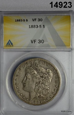 1883 S MORGAN SILVER DOLLAR ANACS CERTIFIED VF30 SCARCE DATE! #14923 - Image 1 of 3
