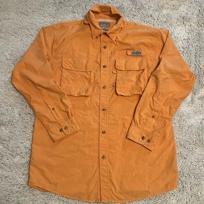 Camisa de pesca con botones Bimini Bay naranja brillante talla mediana para hombre Foto 1 de 4