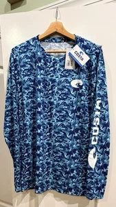 Camisa Costa Protección Solar UPF 50+ Manga Larga Azul Agua Camuflada Nueva Con Etiquetas - Imagen 1 de 4