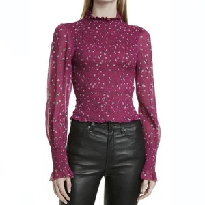 $350 NEW RAG & BONE PINK FLORAL PRINT SMOCKED TOP XS - Picture 1 of 10