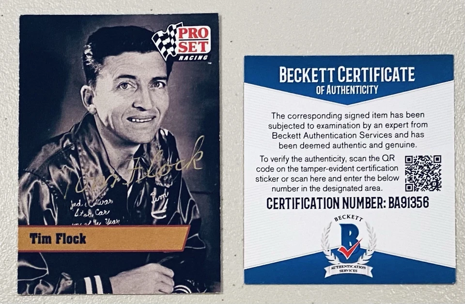 Tim Flock Signed Autographed 1991 Pro Set Card #L18 Beckett BAS NASCAR HOF - Image 1 of 1