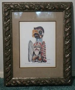 Thunderbird West Coast Indian Wood Carving Framed Litho Canada Joan Forbes - Picture 1 of 5