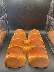 Tommy Bahama 2er Set Taco Halter Orange Rustikal Crackle Melamin Original - Bild 1 von 4