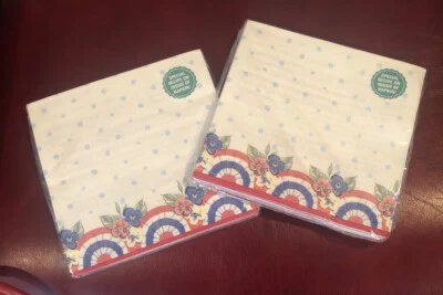 NUEVAS Servilletas de Papel Pioneer Mujer Rojo Blanco Azul Floral y Lunares 2 Juegos de 20 Foto 1 de 4
