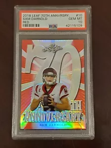 2018 Leaf 70th Anniversary Red Sam Darnold PSA 10 GEM MINT 1/3 RARE Refractor - Picture 1 of 2