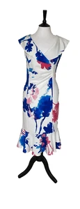 🩶KATE COOPER ~ Stunning White/Cerise/Blue Sleeveless Dress Sz 14🩶 - Picture 1 of 8