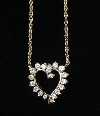 Collar Estate con corazón de diamantes de oro de 14K Foto 1 de 4