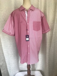 Billy London Mens Red Alternating Pattern Button Up Shirt, S/S, sz XL NWT - Picture 1 of 5