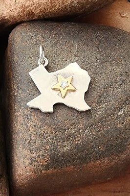 Colgante retirado James Avery Diamante Oro 14kt Estrella y Plata de Ley Texas Foto 1 de 4
