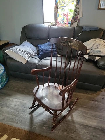 Colonial Rocking Chair, Solid Wood Rocker, USA Vintage By S Bent & Bros Cover