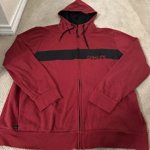 Vintage Oakley Hoodie Full Zip Y2K Mens XXL Red Regular Fit Sweatshirt 2XL - Picture 1 of 7