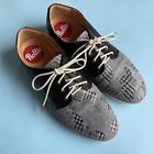 Rollie Derby Leather Flats 39 Brogues Shoes Lace Up Black Grey Houndstooth
