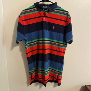 Polo Ralph Lauren Multi Striped Polo Shirt Colorful Cotton Mens Size M - Picture 1 of 5