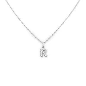 Redondo Inicial R En Oro Blanco Con Diamantes - Picture 1 of 1