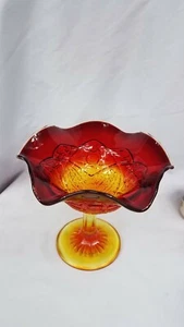 Vintage Viking Amberina Pedestal Compote Art Glass Yesteryear Collection - Picture 1 of 12