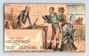 Victorian Trade Card Hub Clothing House Hartford CT 4" x 2.5" - Picture 1 of 2