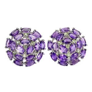 Valentinstag 925 Silber Ohrringe Oval Amethyst Peridot Natur Edelstein Schmuck - Bild 1 von 14